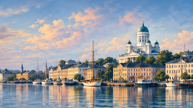 Illustrated Helsinki waterfront